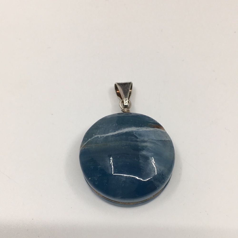 Blue Calcite Sterling Silver wire wrapped Pendant